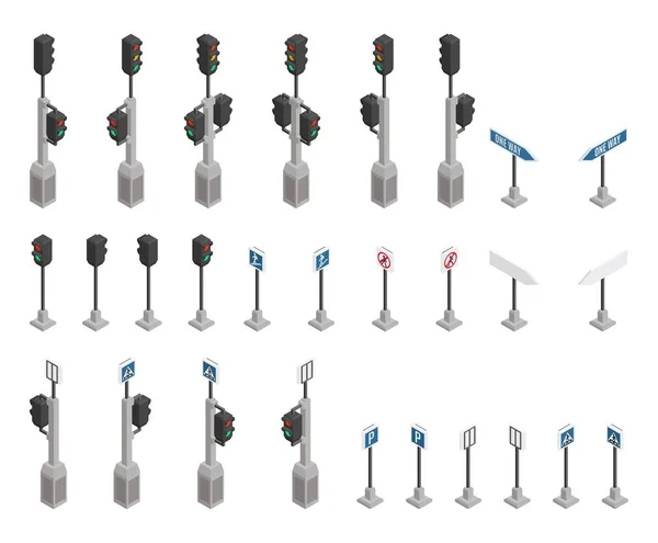 选择路标红绿灯等轴测 — 图库照片