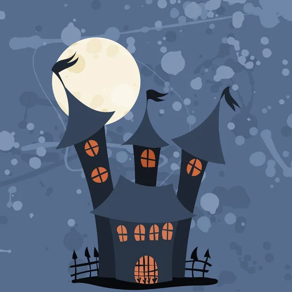 Burg mit Zaun und hohen Türmen zu Halloween — Stockfoto