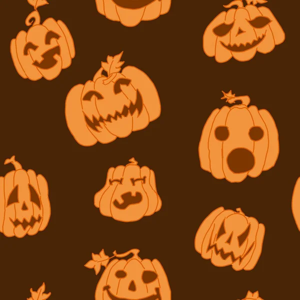 Halloween abóboras sem costura padrão em notícias brilhantes —  Vetores de Stock
