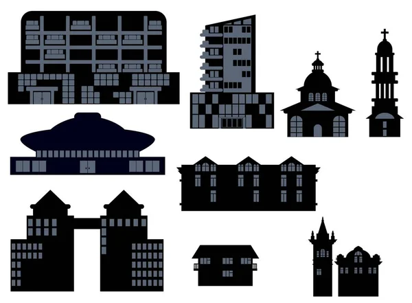Städtische Häuser Business und Wohn-Flat-Stil — Stockvektor