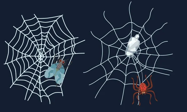 蜘蛛网设置为扁平风格。 矢量工作 — 图库矢量图片