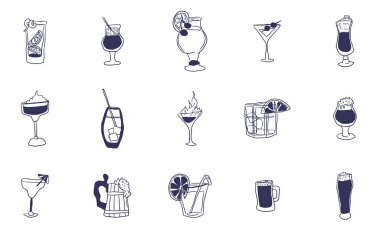 Alkollü içki ve shot çeşitleri.