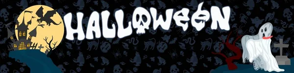 Cartel de Halloween fantasma colorido, arte de la imagen — Foto de Stock