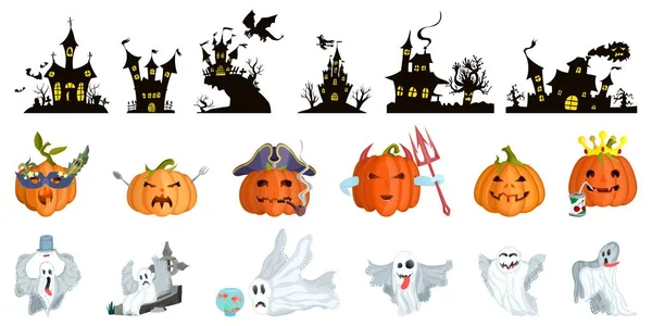 Velký výběr pro Halloween. hrady a monstra — Stockový vektor
