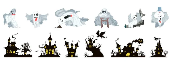 Dobór Halloween. duchy i zamki — Zdjęcie stockowe