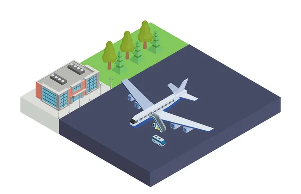 Isometrisches Flughafen Passagierflugzeug Vor Dem Flug Bildstock Illustration — Stockfoto