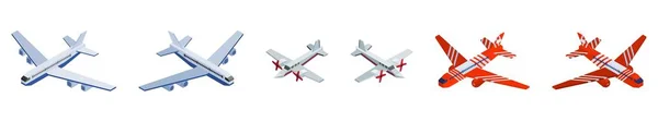 Aeroplani Piccola Selezione Isometrico Dettagliato Immagine Stock Illustrazione — Foto Stock
