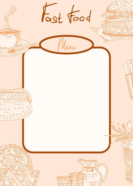 Oranje Voedsel Doodle Schets Menu Sjabloon Nieuwe Afbeelding Voorraadillustratie — Stockfoto