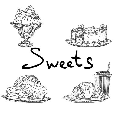 Dondurmalı çörek, kruvasan. resim stoku illüstrasyonu