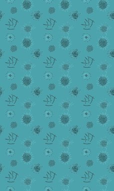 Mikroplar ve hastalıklarla dolu turkuaz bir arka plan. Çizim resmini çiz