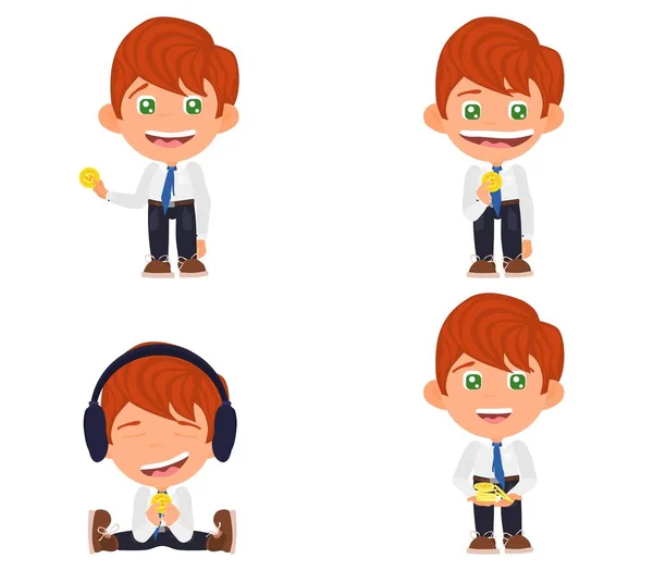 Redhead Office Worker Money Hands Character Selection — Stock Photo, Image