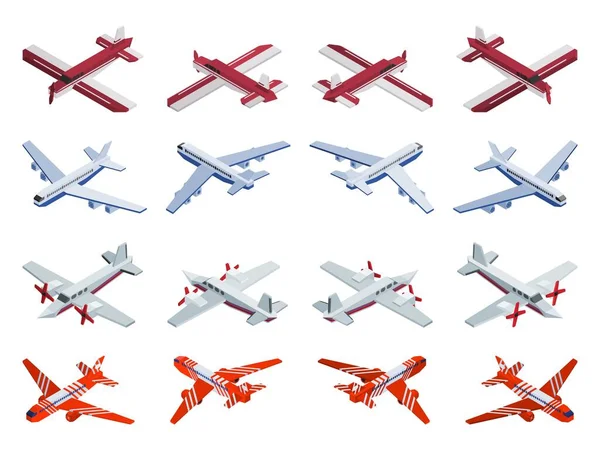 Isometrische Auswahl Von Passagier Und Frachtflugzeugen Bild Illustration — Stockfoto