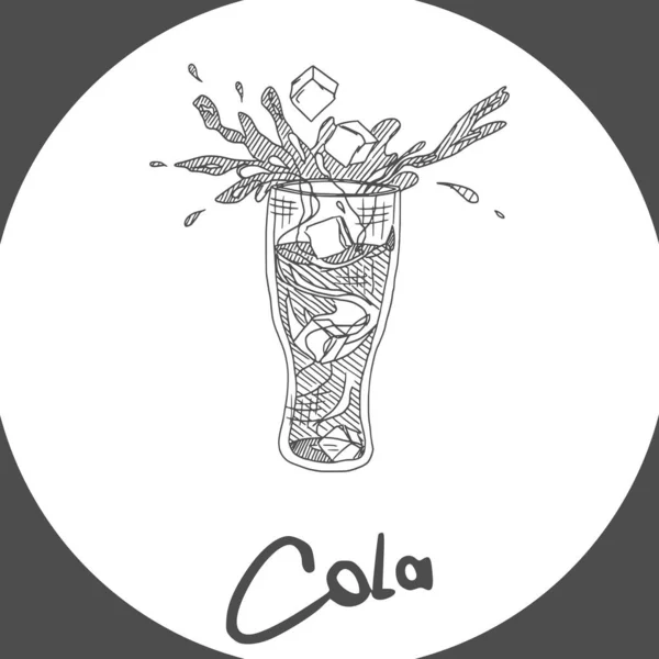 Cola Dalam Gelas Dengan Gambar Corat Coret Sketsa Ilustrasi Gambar — Stok Foto