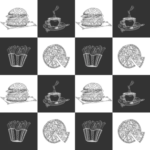 Chess Seamless Pattern Instant Food Picture Illustration — Stock Photo, Image