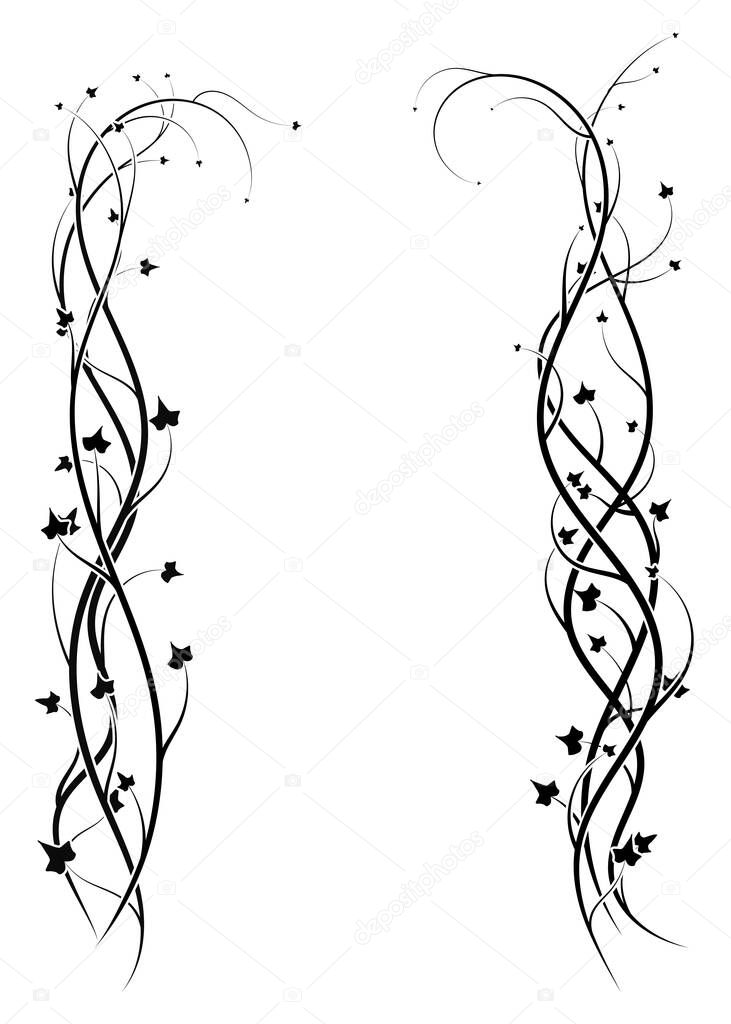 ornament frame from ivy plants on white. vector illustration stock