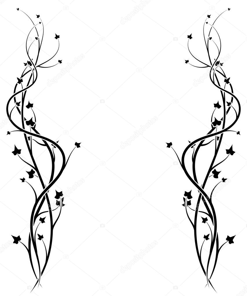 winding plant stretching up on a white background. vector illustration stock