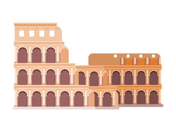 Roma Edifício Colosseum Estilo Plano Nova Versão Vetor — Vetor de Stock