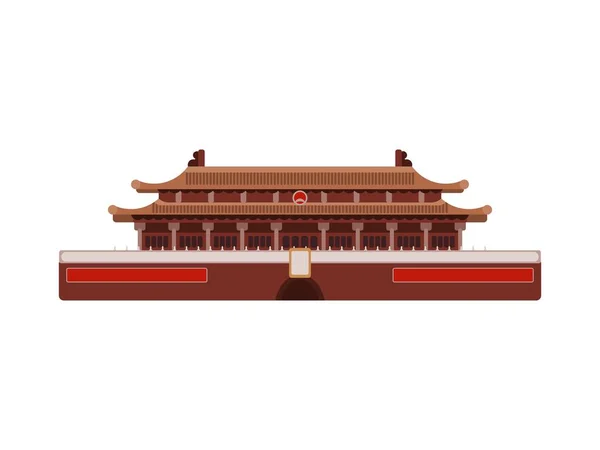 Çin Sarayı Kırmızı Binası Beyaz Arkaplan Üzerinde Düz — Stok Vektör
