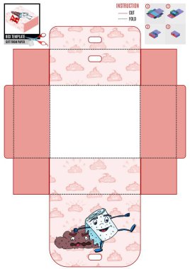 toilet monsters have fun. template on print and side view box clipart