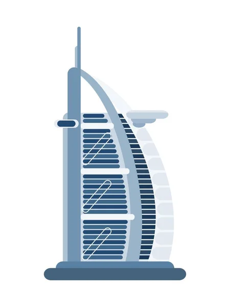 Hotell Segla Från Dubai Stad Vektor Stock Illustration Platt Stil — Stock vektor
