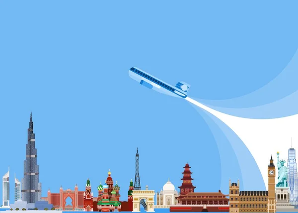 Capitales Del Turismo Mundial Este Europa Asia Vector Estilo Plano — Archivo Imágenes Vectoriales