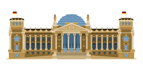 Bundestag Berlin Edificio Del Gobierno Alemán Imagen Vector Estilo Plano — Vector de stock