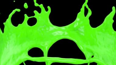 Yavaş çekimde yeşil renk sıçraması ile uçuş, siyah izole