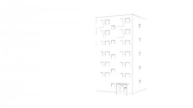 Yol tarafından bir apartman Animasyonlu çizim