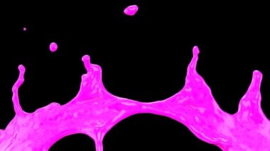 Süper yavaş hareketpembe boya sıçrama, siyah izole