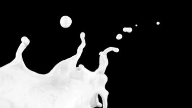 Yavaş çekimde beyaz boya sıçraması, siyah izole