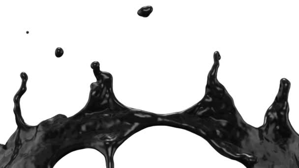 Peinture Noire Éclaboussure Ralenti Super Isolée Sur Blanc — Video