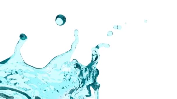 Turquoise Water Splash Achtergrond Slow Motion Geïsoleerd Wit — Stockvideo