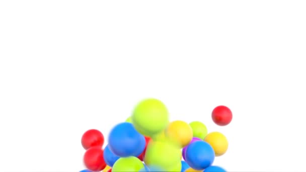 Modern Background Multicolored Balls Abstract Motion Isolated White — Stock Video