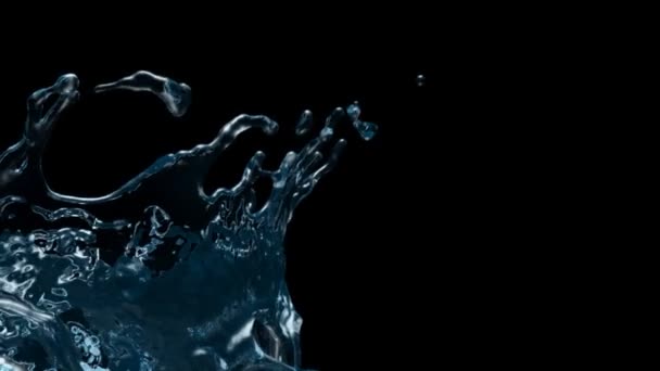 Salpicadura Agua Azul Claro Cámara Lenta Aislado Negro — Vídeo de stock