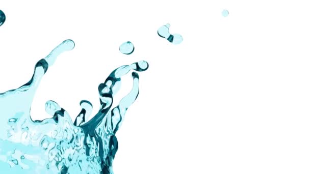 Close Uitzicht Turquoise Water Splash Extreme Slow Motion Geïsoleerd Wit — Stockvideo