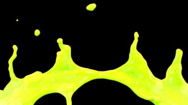 Süper yavaş hareket, siyah izole Açık yeşil boya sıçrama