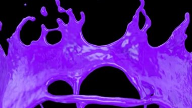 Aşırı yavaş çekimde mor boya sıçraması ile uçuş, siyah izole