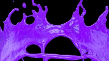 Yavaş çekimde mor boya sıçraması ile uçuş, siyah izole