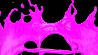 Aşırı yavaş hareket pembe boya sıçrama ile Uçuş, siyah izole