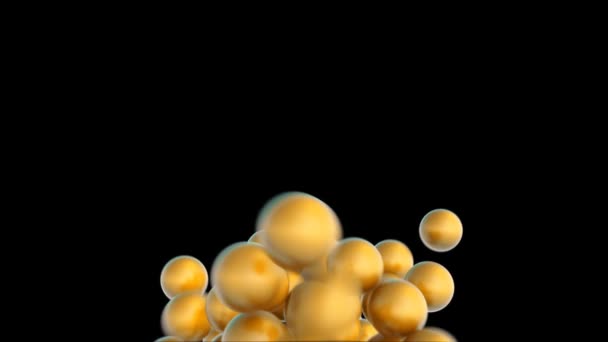 Moderne Achtergrond Van Glanzende Oranje Ballen Abstracte Beweging Geïsoleerd Zwart — Stockvideo