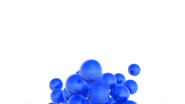 Fondo Moderno Bolas Azules Brillantes Movimiento Abstracto Aislado Blanco — Vídeos de Stock