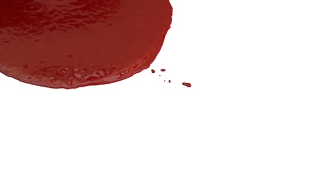 Хвиля Крові Ізольована Білому Тлі Високоякісне Моделювання Рендерингу Рідини — стокове відео