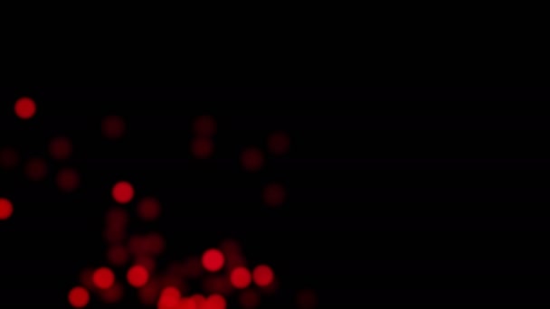 Brillantes Luces Borrosas Fondo Enjambre Luces Rojas Partículas Negro — Vídeo de stock