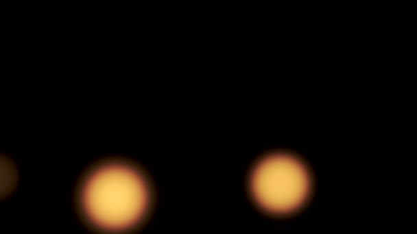 Luci Dorate Sfocate Che Volano Bellissimo Sfondo Bokeh Nero — Video Stock