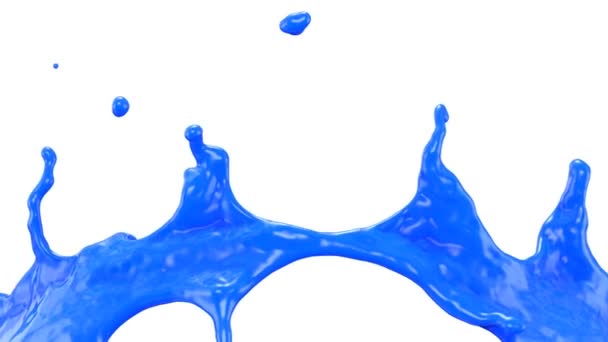 Pintura Azul Respingo Movimento Super Lento Isolado Branco — Vídeo de Stock