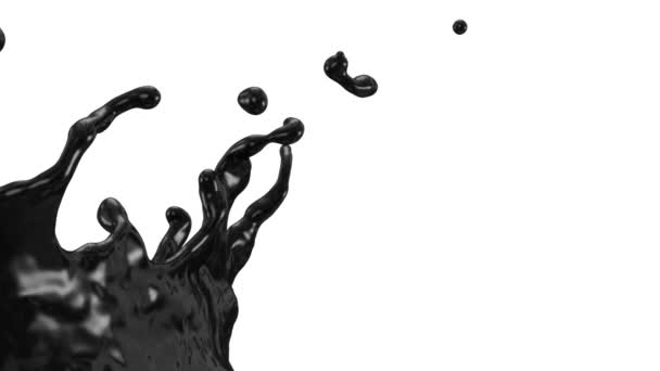 Крупный План Брызг Черного Цвета Замедленной Съемке Изолированный Черном — стоковое видео