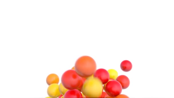 Moderne Achtergrond Van Verschillende Rood Gekleurde Ballen Abstracte Beweging Geïsoleerd — Stockvideo