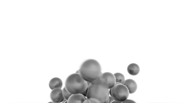 Moderne Achtergrond Van Metallic Ballen Dynamische Beweging Geïsoleerd Wit — Stockvideo