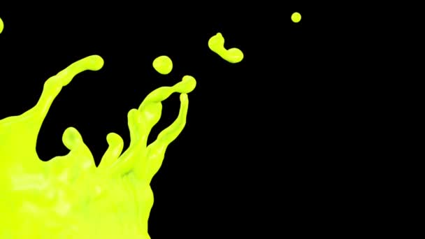 Close Van Het Spatten Van Groene Kleur Slow Motion Geïsoleerd — Stockvideo