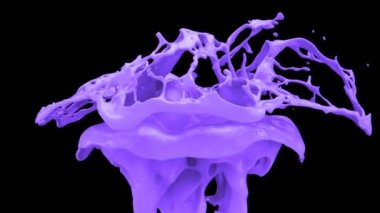 Yavaş çekimde mor renk sıçraması, siyah arka plan da izole.